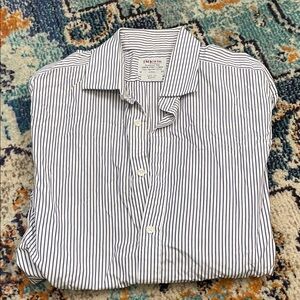 T.M.Lewin Men's Striped Button Down Shirt - Navy